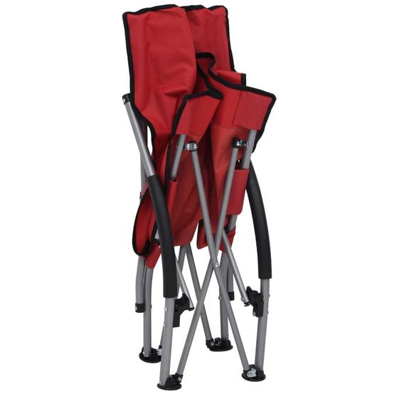 Lot de 2 Chaise de jardin | Chaises de plage pliables Rouge Tissu - Image 6