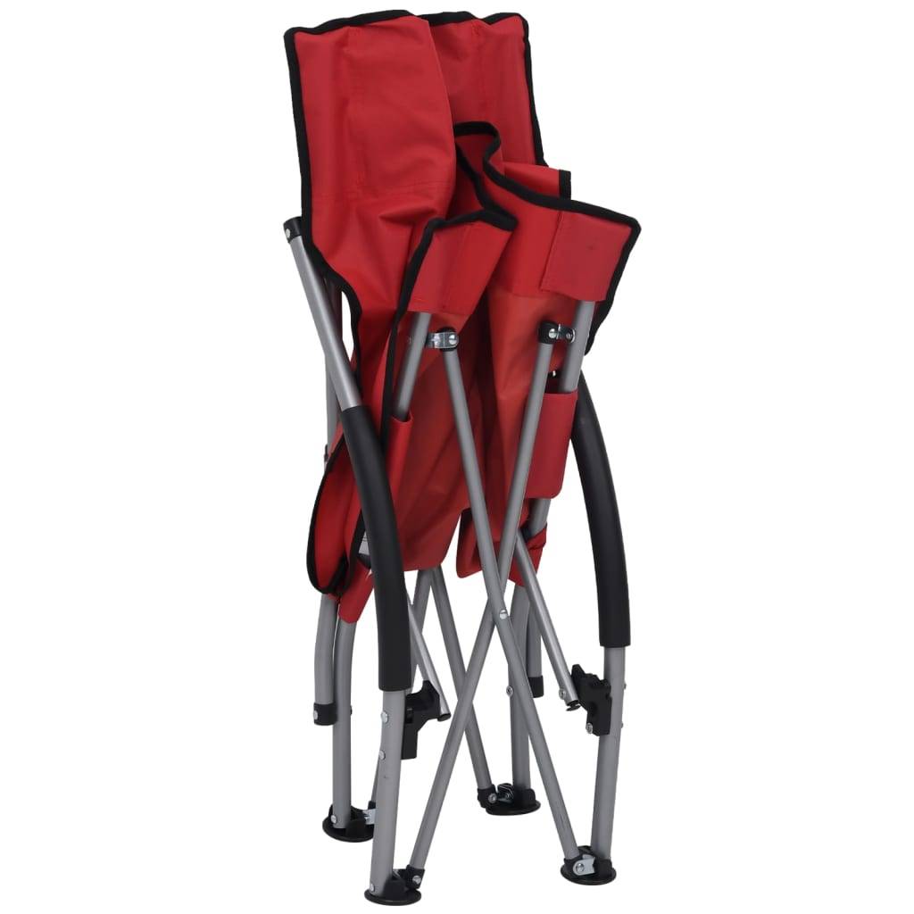 Lot de 2 Chaise de jardin | Chaises de plage pliables Rouge Tissu - Image 6