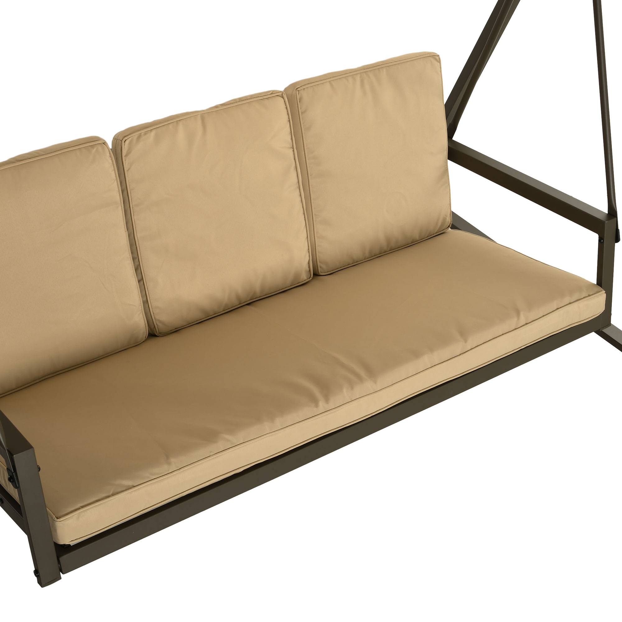 Balancelle de jardin 3 places acier extérieur toit réglable maille 200x125cm beige - ComfortXL Outdoor Living - Image 10