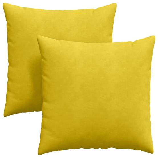Lot de 2 Coussins Carrés Velours Côtelé Confortables Housses Lavables pour Salon Moderne Jaune 80x80 cm – ComfortXL Outdoor Living - Image 2