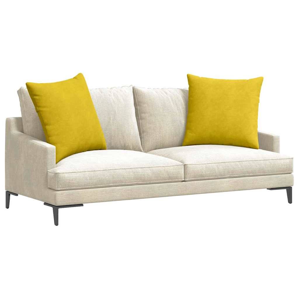 Lot de 2 Coussins Carrés Velours Côtelé Confortables Housses Lavables pour Salon Moderne Jaune 80x80 cm – ComfortXL Outdoor Living - Image 3