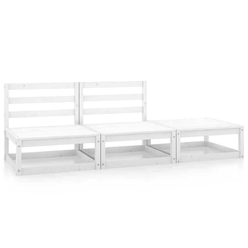 Helloshop26 - Salon de jardin meuble d'extérieur ensemble de mobilier 3 pièces blanc bois de pin massif - Image 1