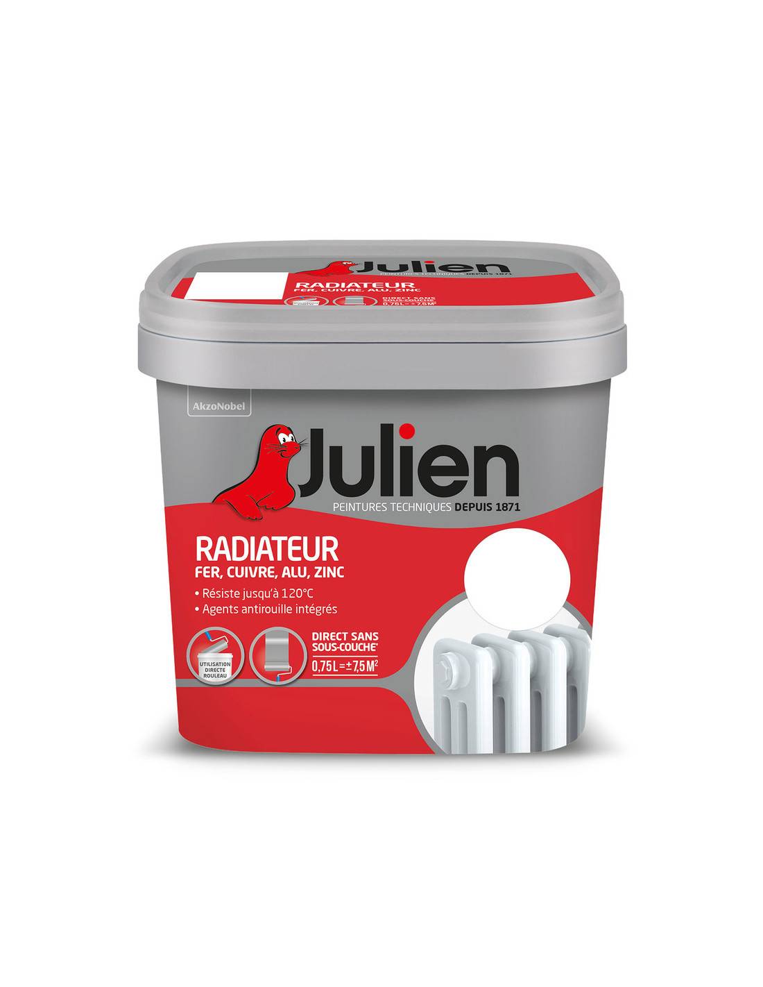 Julien - Peinture Radiateur Satin Blanc Haute Résistance Chaleur - Julien