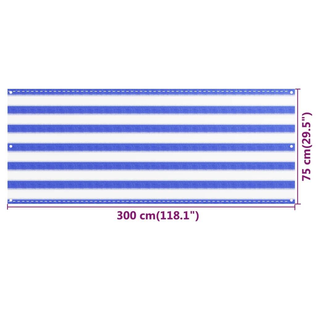 Helloshop26 - Écran de balcon brise pare vue protection confidentialité 75 x 300 cm PEHD bleu et blanc - Image 5