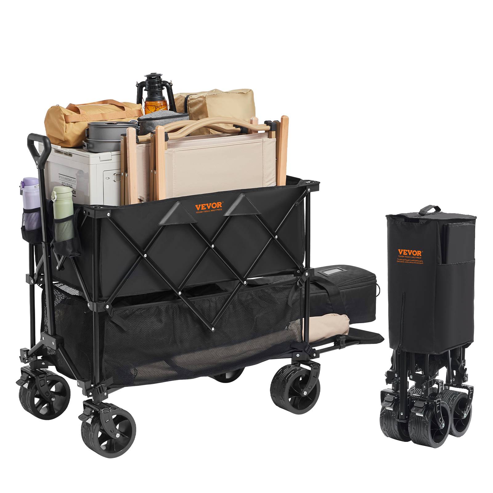 VEVOR Chariot de Jardin de Transport Pliable Plage Extérieur 400 L Max 450 lb
