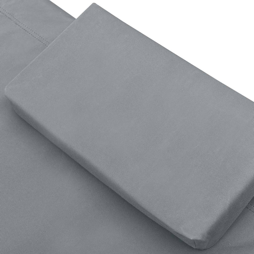 Helloshop26 - Lit de repos transat chaise longue d'extérieur 200 cm avec auvent et oreiller gris - Image 6