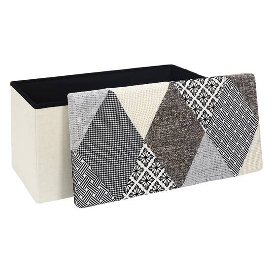 Banc Coffre Pliable Motif Patchwork Gris - LORY - Image 2