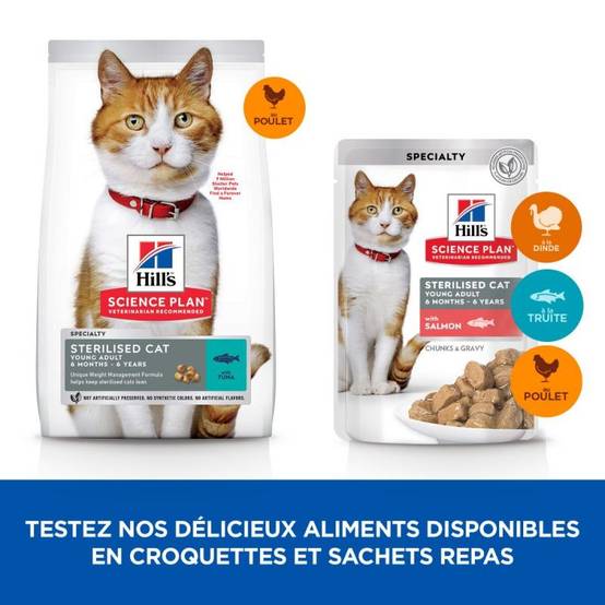 CROQUETTES CHAT SCIENCE PLAN STERILISED YOUNG ADULT POULET - HILL'S 3 kg - Image 4