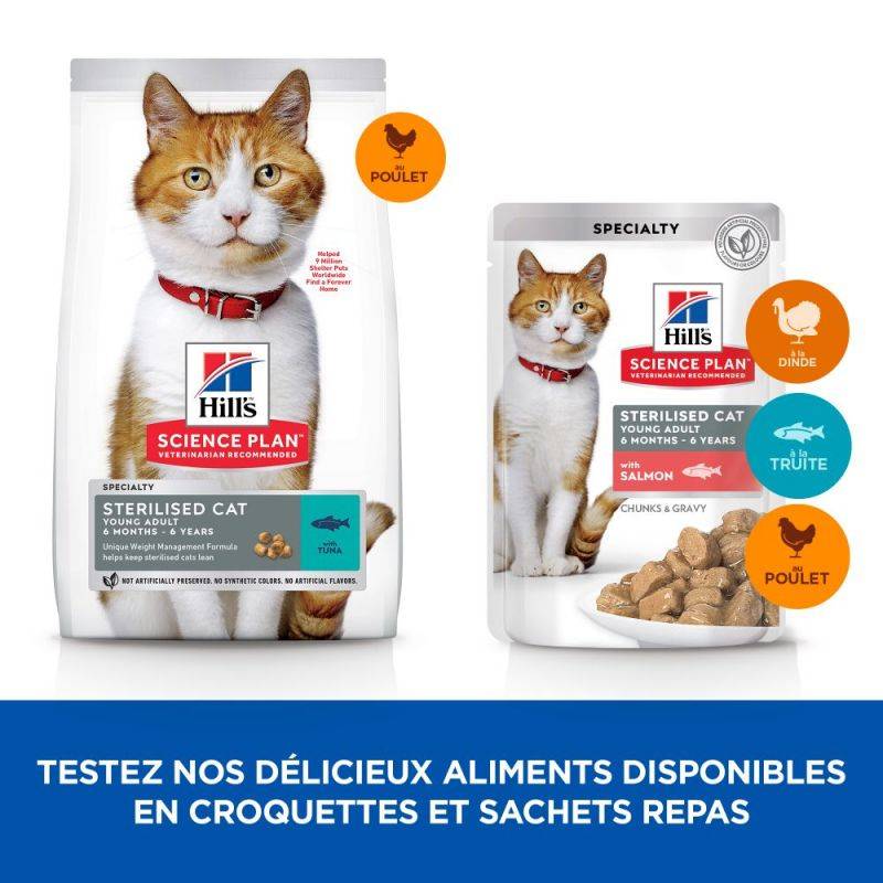 CROQUETTES CHAT SCIENCE PLAN STERILISED YOUNG ADULT POULET - HILL'S 3 kg - Image 4