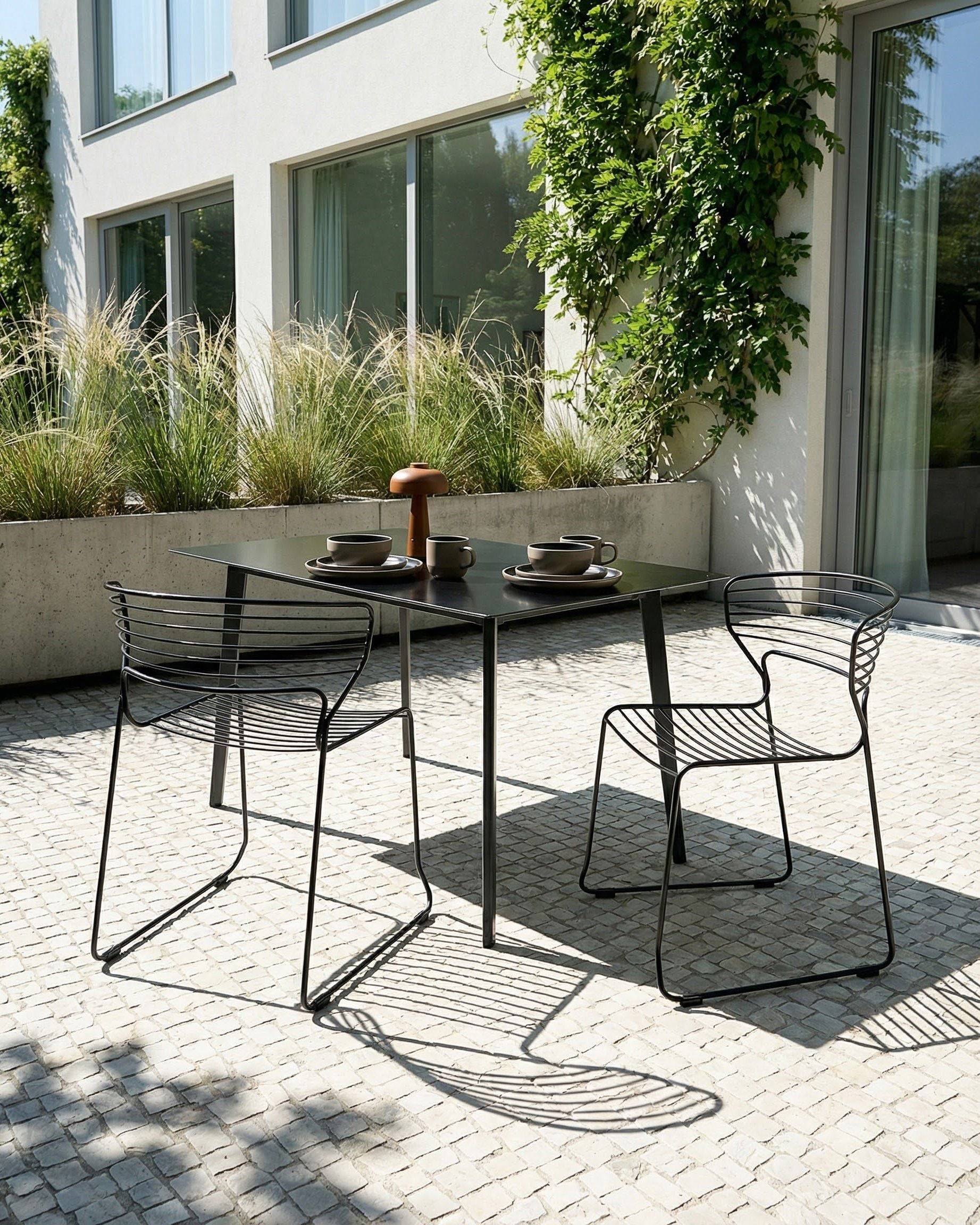 Beliani - Chaise de jardin Acier Noir PISTOIA - 54x51x80- Beliani - Image 1