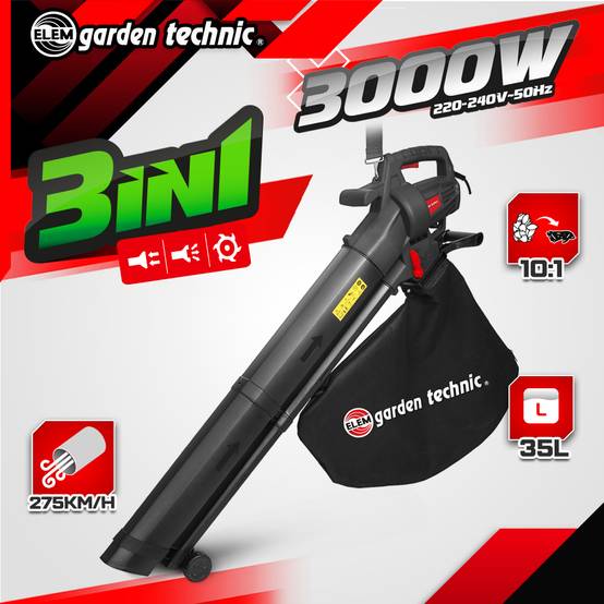 Elem Garden Technic - Aspirateur Souffleur Broyeur de Feuilles 3000W - 270 km/h - 10:1 - Sac 35L - Elem Garden - Image 2