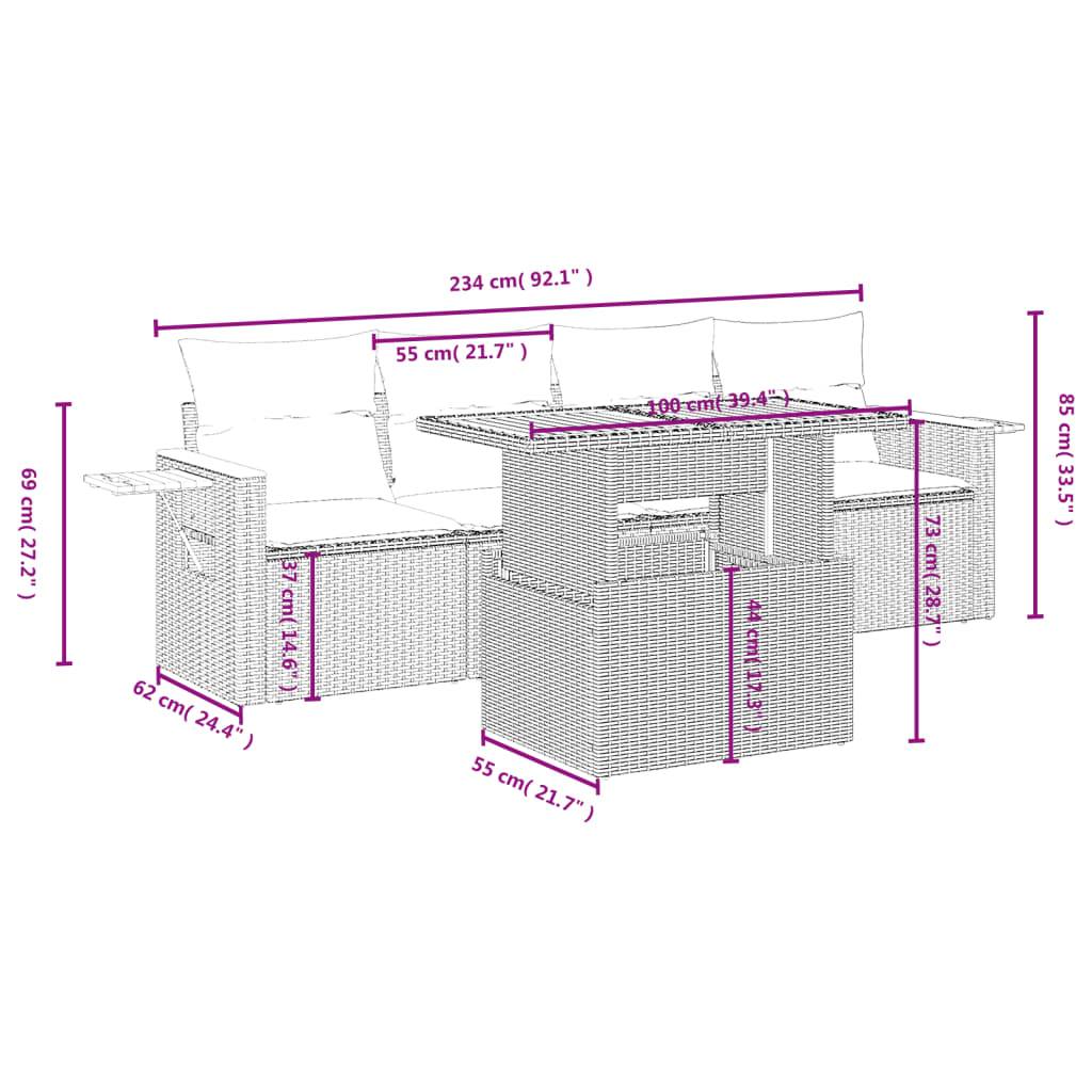 Vidaxl - Salon de jardin 5 pcs avec coussins gris résine tressée vidaXL 3273398 - Image 3