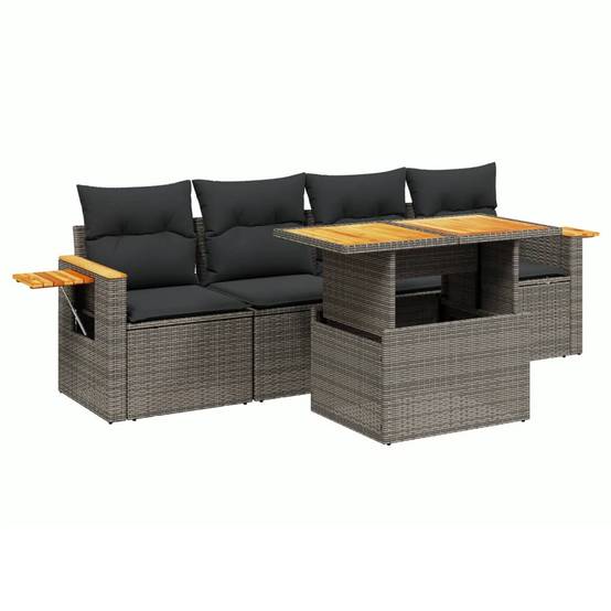 Vidaxl - Salon de jardin 5 pcs avec coussins gris résine tressée vidaXL 3273398 - Image 2