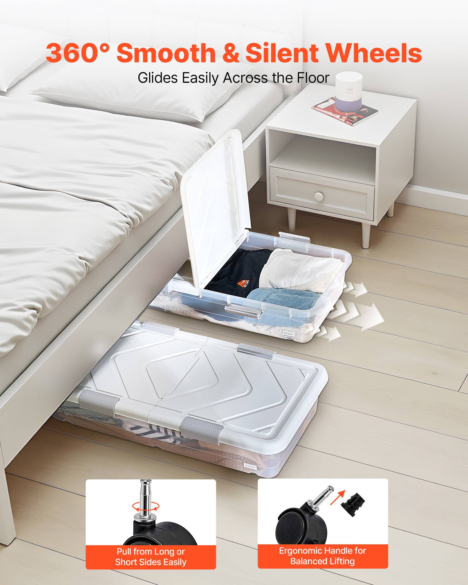 VEVOR Sacs rangement sous lit 80,5x39,6x17,5 cm, avec roulettes. - Image 7