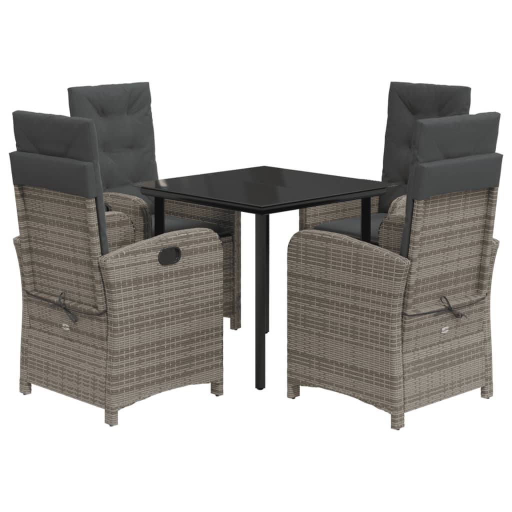 Ensemble Table et Chaises de Jardin 4 Personnes, Fauteuils Confort Dossier Réglable, Résine Tressée Grise, Table Carrée – ComfortXL Outdoor Living - Image 2