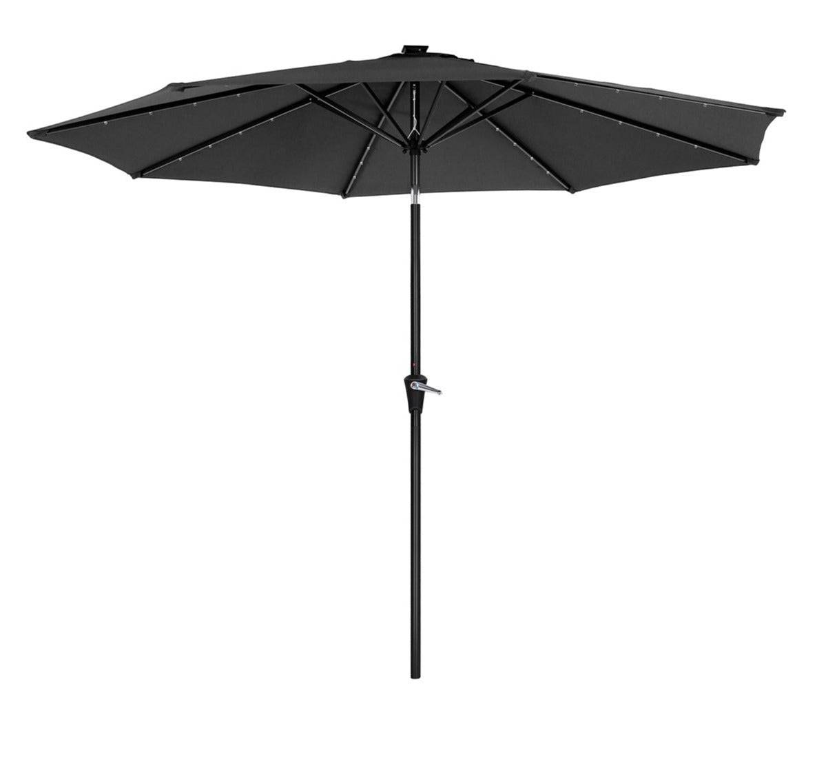Helloshop26 - Parasol de jardin avec ampoules led à énergie solaire ombrelle de terrasse diamètre 3 m protection salaire upf50+ inclinaison réglable avec manivelle - Image 1
