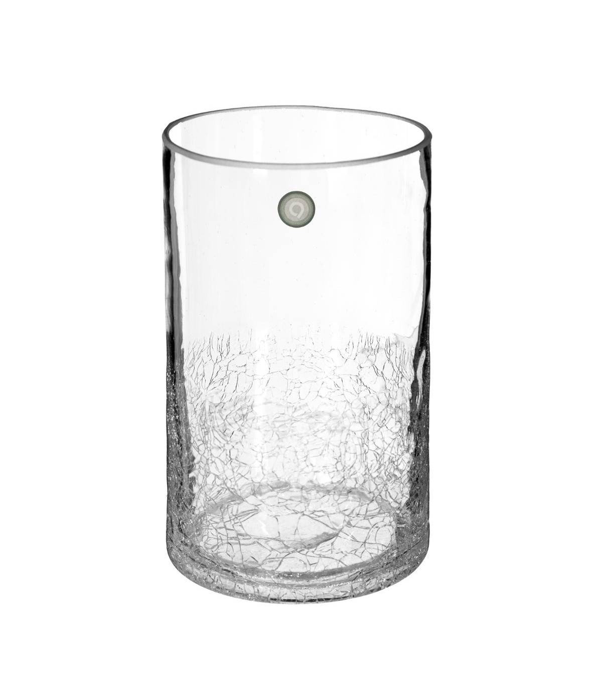 Vase cylindrique en Verre craquelé H 20 cm - Image 1
