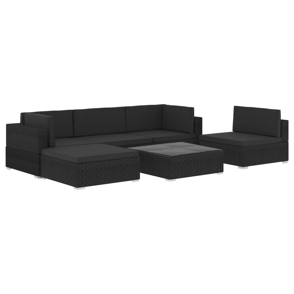 Vidaxl - Salon de jardin 6 pcs avec coussins Résine tressée Noir vidaXL 47258 - Image 2