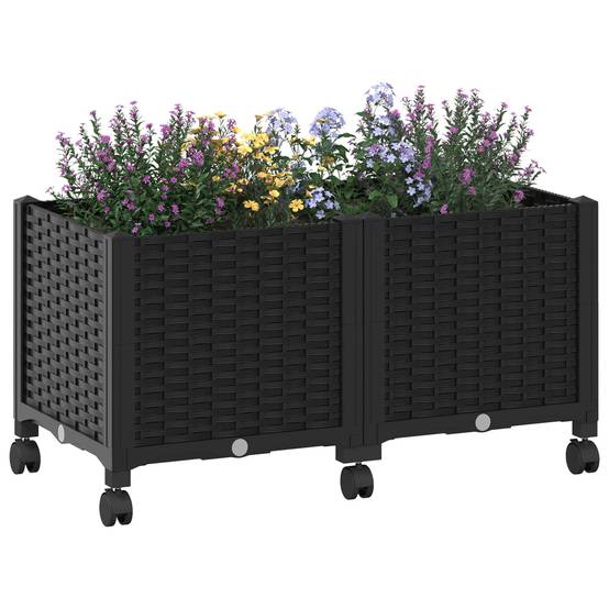 Jardinière polypropylène noir 80 x 40 x 44 cm - PANGIVO - Image 3