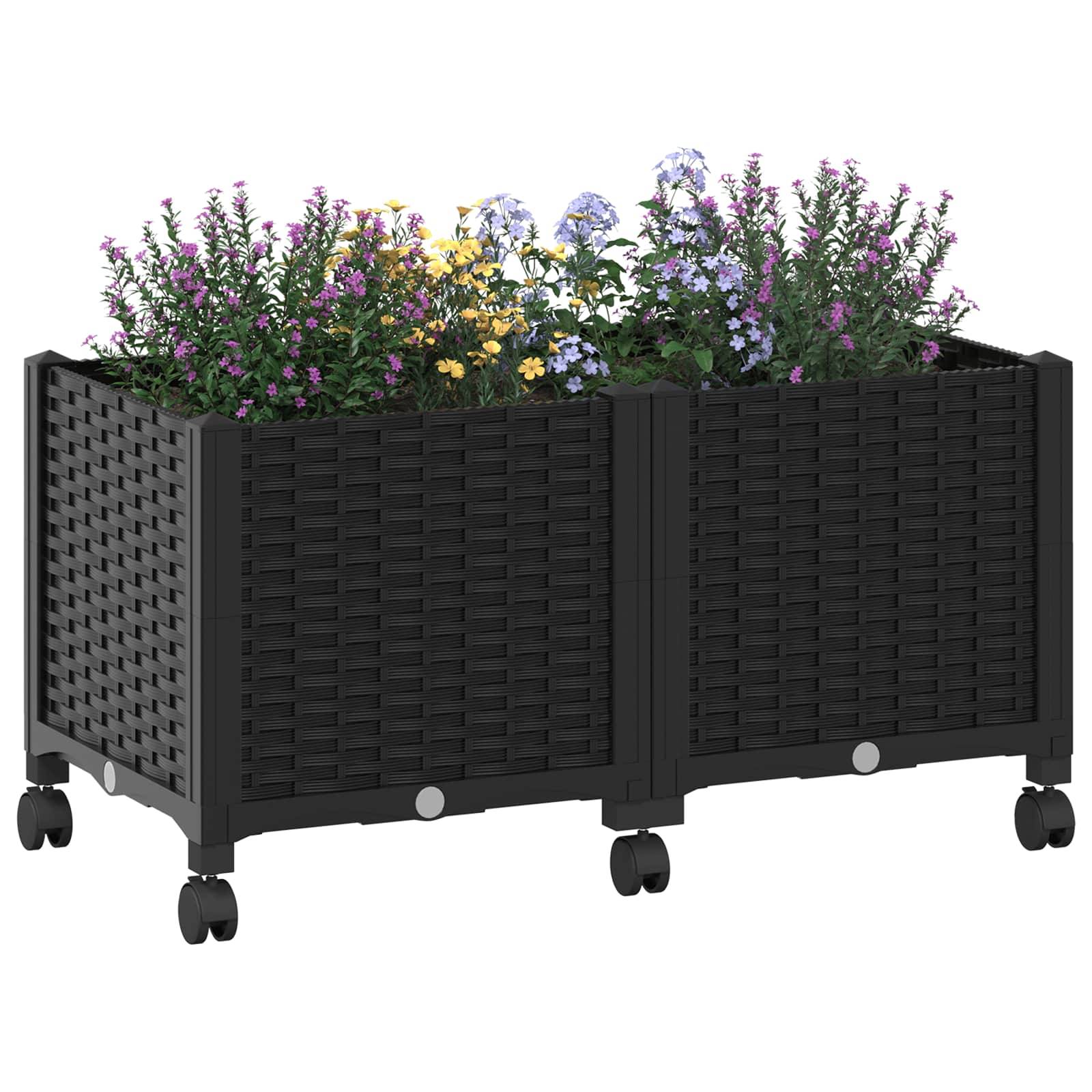 Jardinière polypropylène noir 80 x 40 x 44 cm - PANGIVO - Image 3
