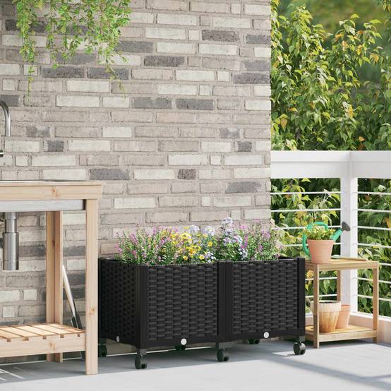 Jardinière polypropylène noir 80 x 40 x 44 cm - PANGIVO - Image 1