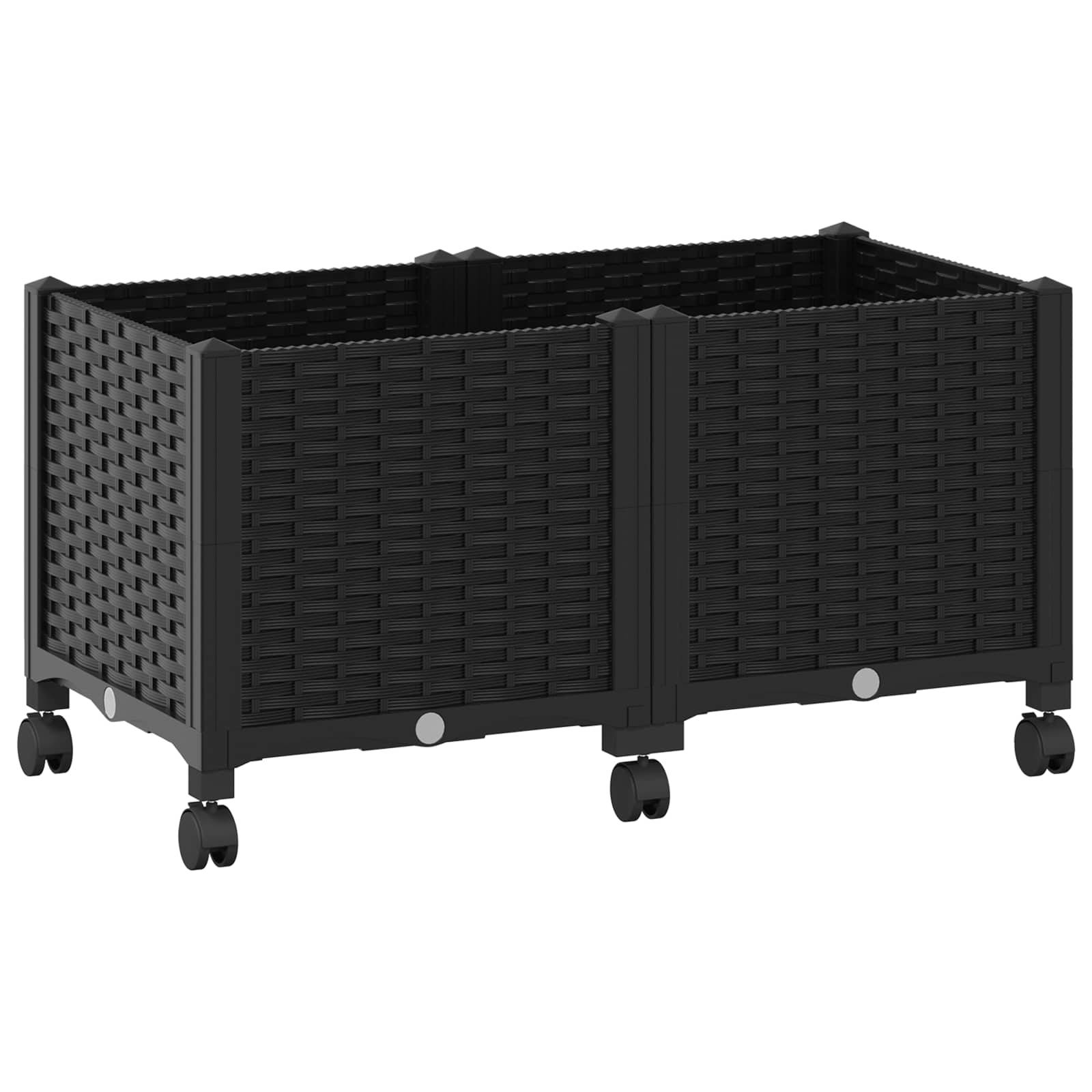 Jardinière polypropylène noir 80 x 40 x 44 cm - PANGIVO - Image 2