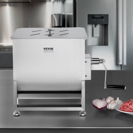 VEVOR Mélangeur viande manuel, 80L fixe, acier inox, réducteur vitesse, saucisse, bœuf. - Image 8