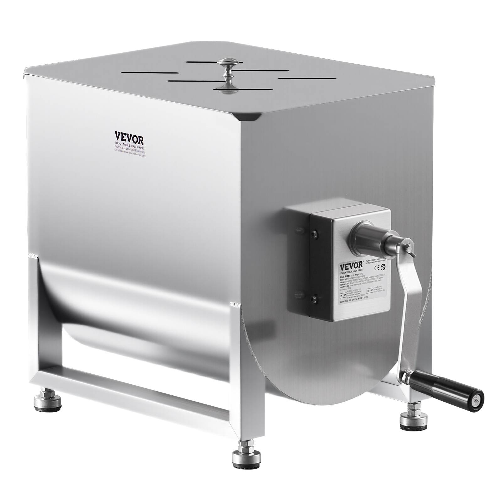 VEVOR Mélangeur viande manuel, 80L fixe, acier inox, réducteur vitesse, saucisse, bœuf. - Image 9