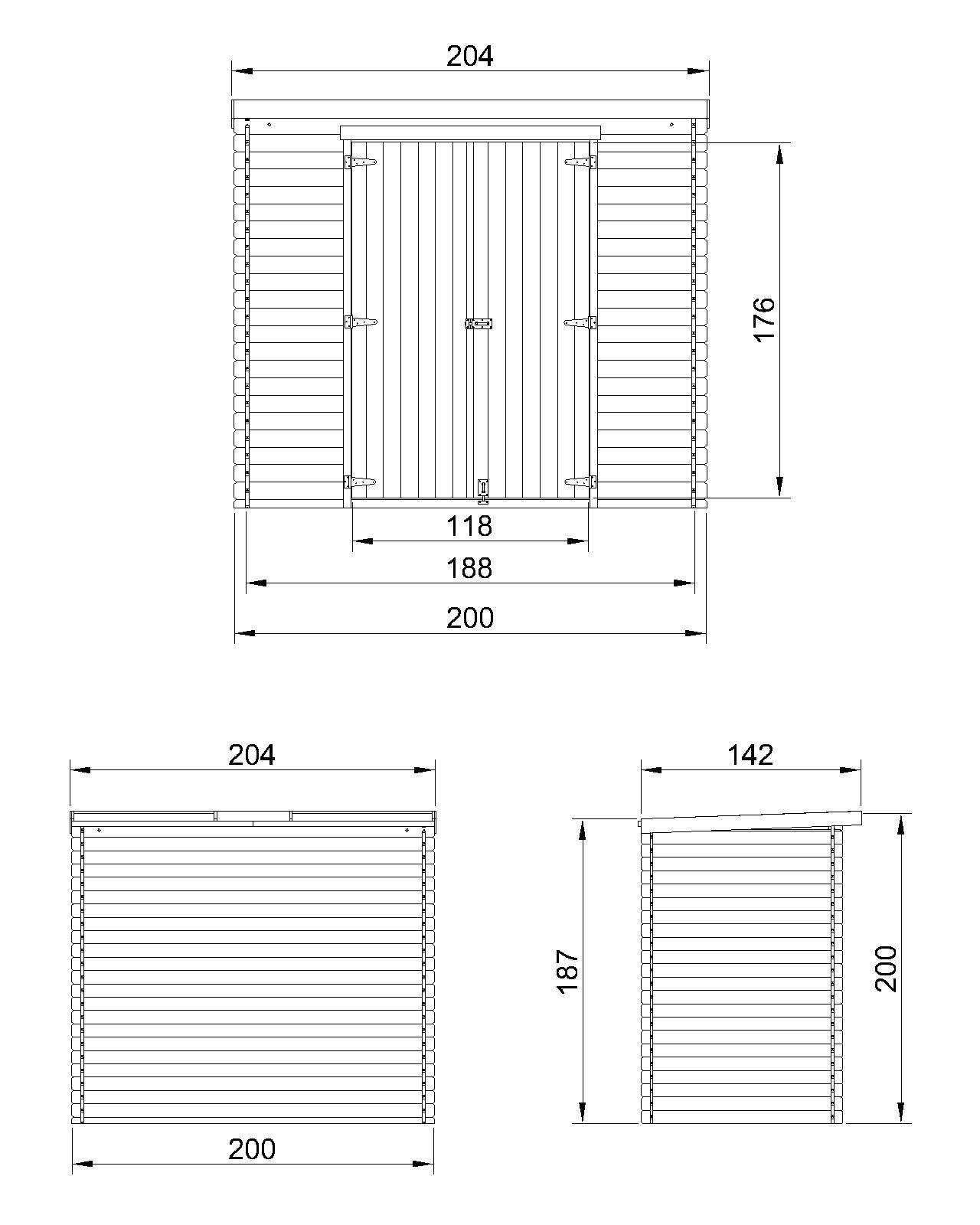 Timbela - Abri de Jardin en Bois - 142x204xH200 cm / 2.22 m² - 19 mm d’épaisseur - Timbela M311C1 - Image 5