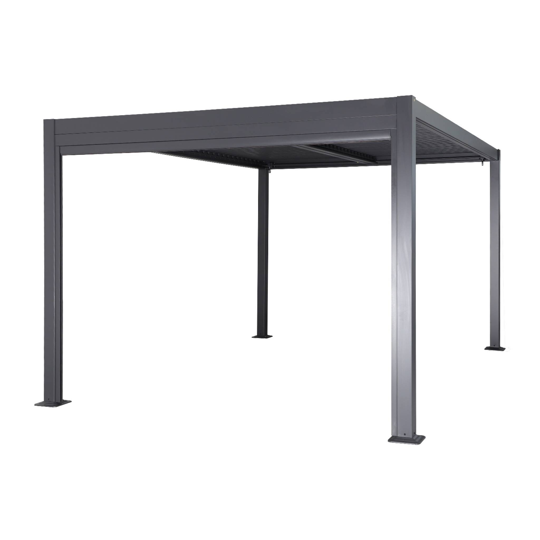 Pergola bioclimatique aluminium et acier 3x3m lames orientables + store 3m PALACE anthracite | sweeek - Image 3