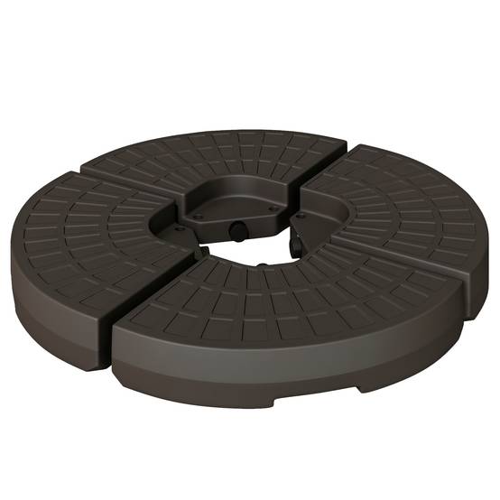 Base parasol en 4 parties, remplissable sable et eau, demontable, jardin patio exterieur 100x100x10,5 cm marron - Image 1