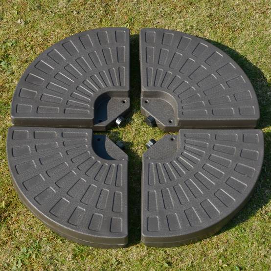 Base parasol en 4 parties, remplissable sable et eau, demontable, jardin patio exterieur 100x100x10,5 cm marron - Image 4