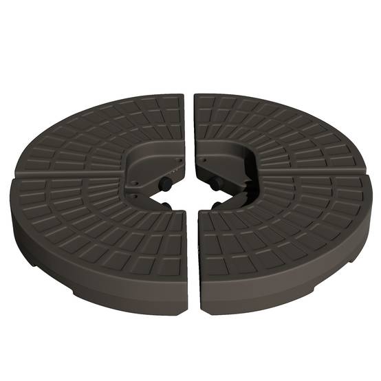 Base parasol en 4 parties, remplissable sable et eau, demontable, jardin patio exterieur 100x100x10,5 cm marron - Image 2