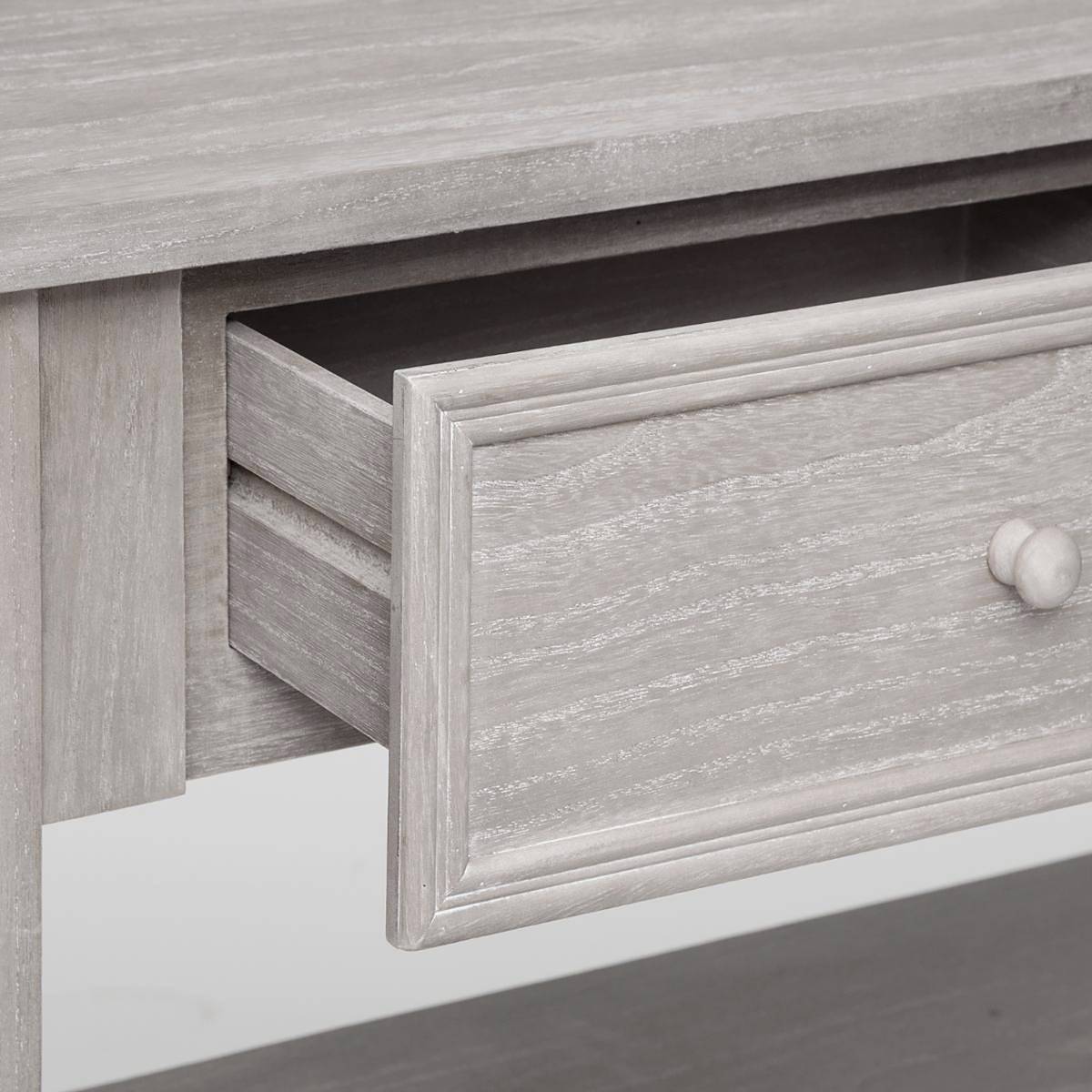 Atmosphera - Console 2 tiroirs "Charme" bois blanchi L110cm - Atmosphera Créateur d'intérieur - Image 3