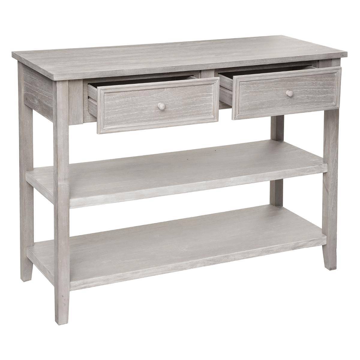Atmosphera - Console 2 tiroirs "Charme" bois blanchi L110cm - Atmosphera Créateur d'intérieur - Image 2