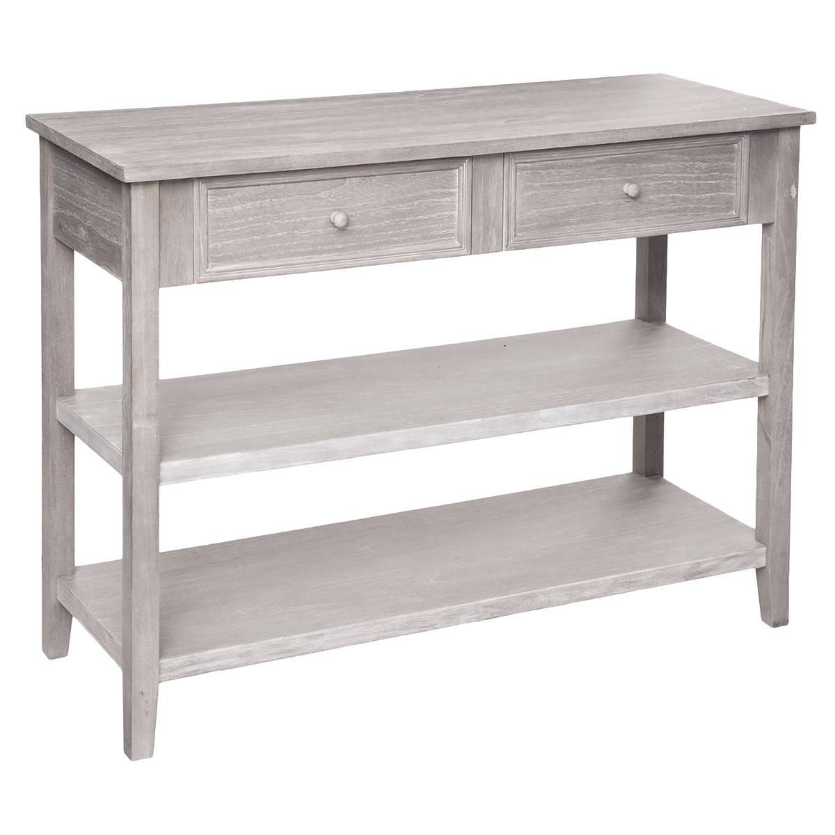 Atmosphera - Console 2 tiroirs "Charme" bois blanchi L110cm - Atmosphera Créateur d'intérieur - Image 1