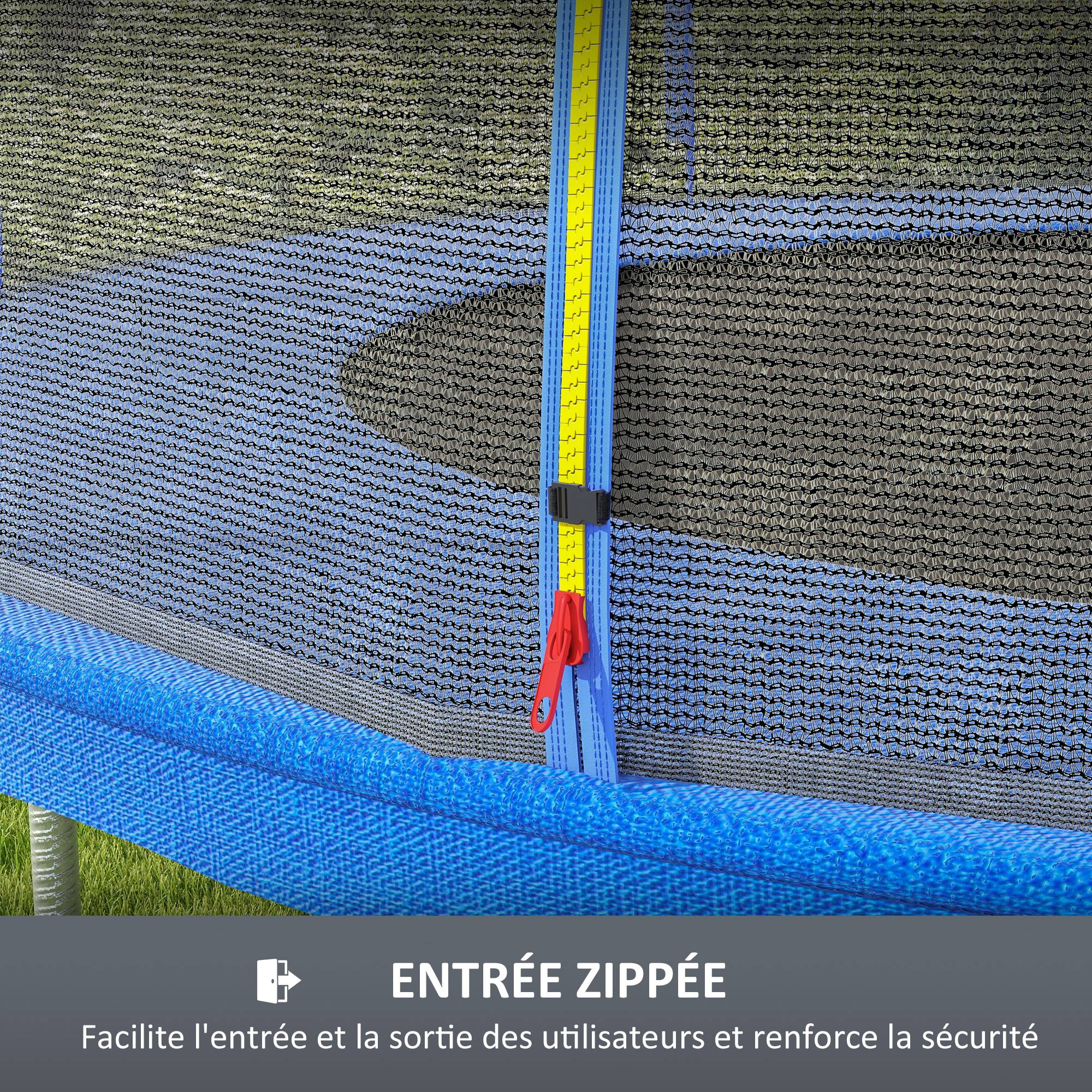 Sportnow - Filet de sécurité trampoline porte zipée Ø 366 cm 8 poteaux bleu noir - SPORTNOW - Image 4
