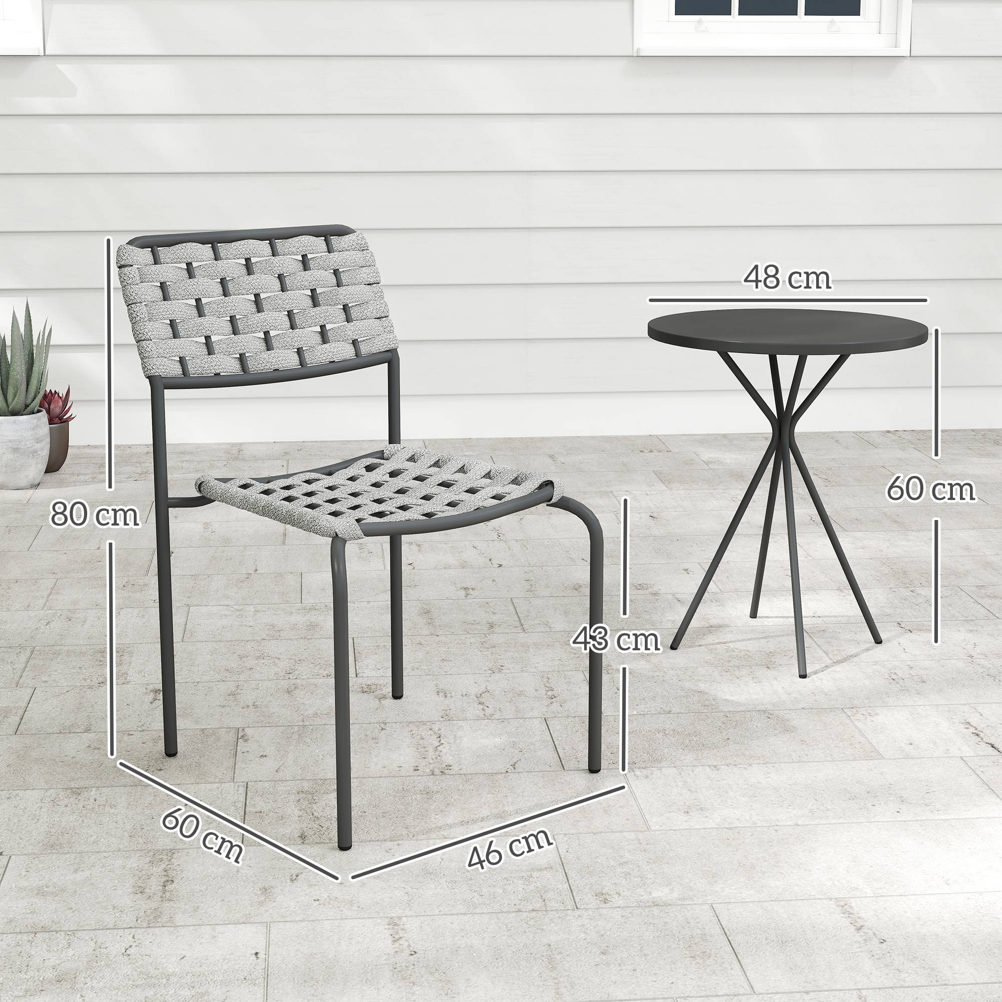 Sans Marque - Ensemble mobilier jardin polyrotin salon balcon 2 personnes 3 pièces 2 chaises table grise - Image 5