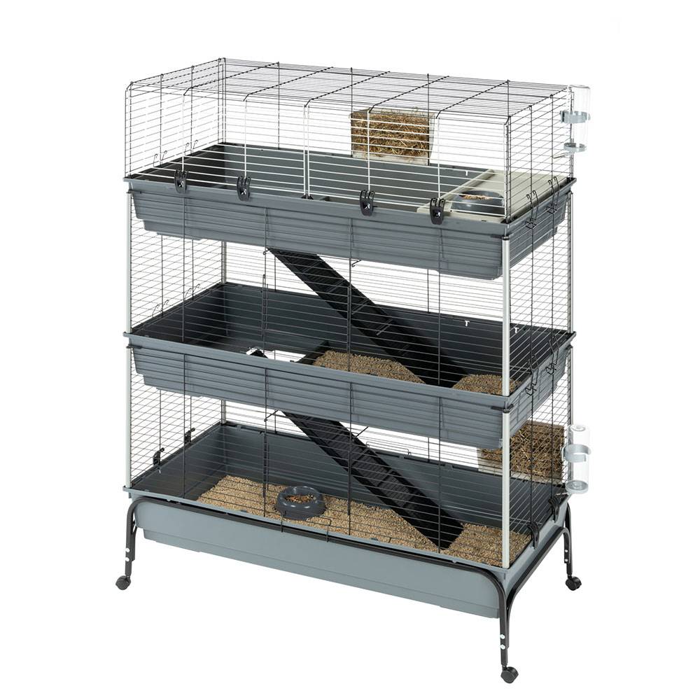 Ferplast - Cage Trois étages pour Lapins RABBIT 120 TRIS, Face avant Ouvrable, Support et Accessoires inclus - Image 2