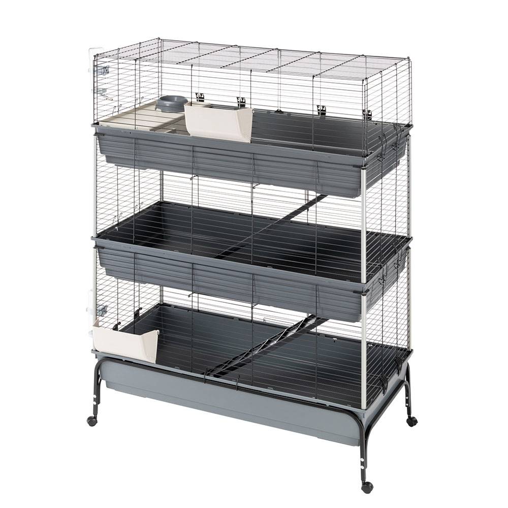 Ferplast - Cage Trois étages pour Lapins RABBIT 120 TRIS, Face avant Ouvrable, Support et Accessoires inclus - Image 4