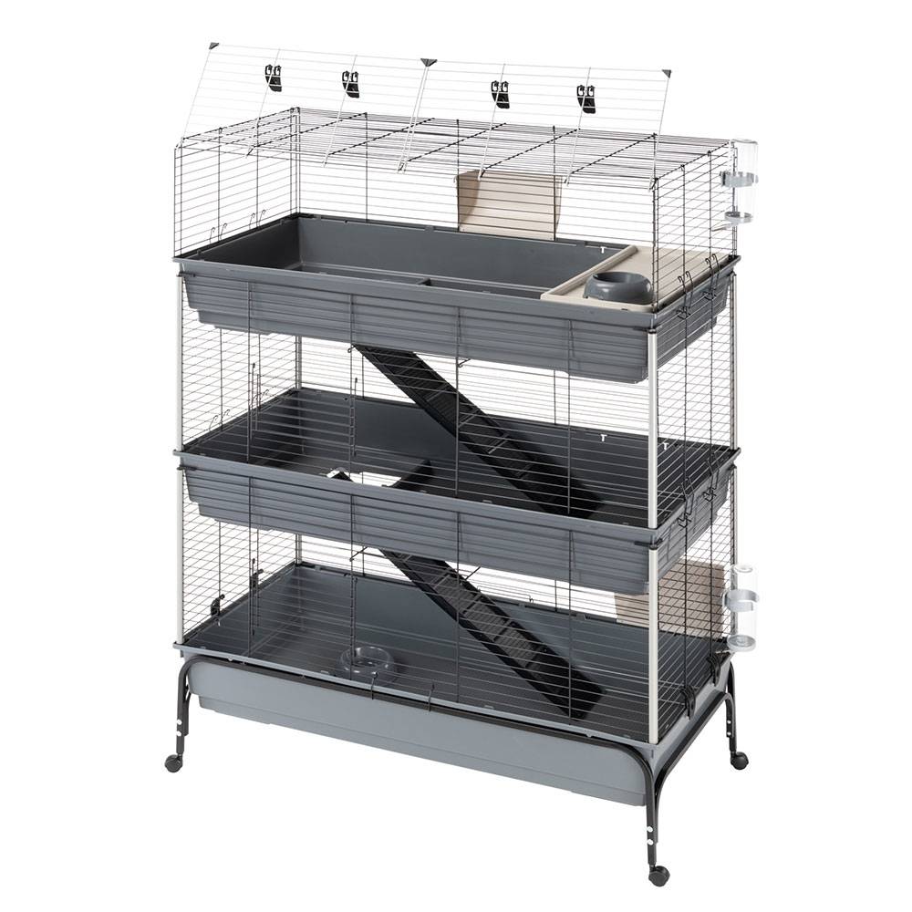 Ferplast - Cage Trois étages pour Lapins RABBIT 120 TRIS, Face avant Ouvrable, Support et Accessoires inclus - Image 3