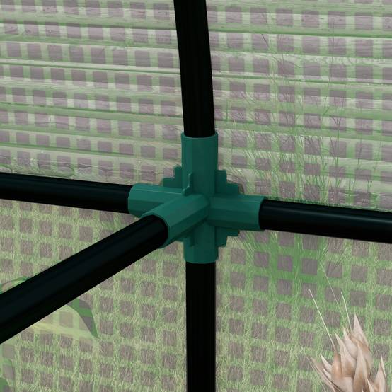 Serre de jardin 1,8 m² dim. 1,85L x 0,9l x 1,5H m 2 Portes zippées déroulantes 4 fenêtres enroulables Acier PE Vert - Image 10