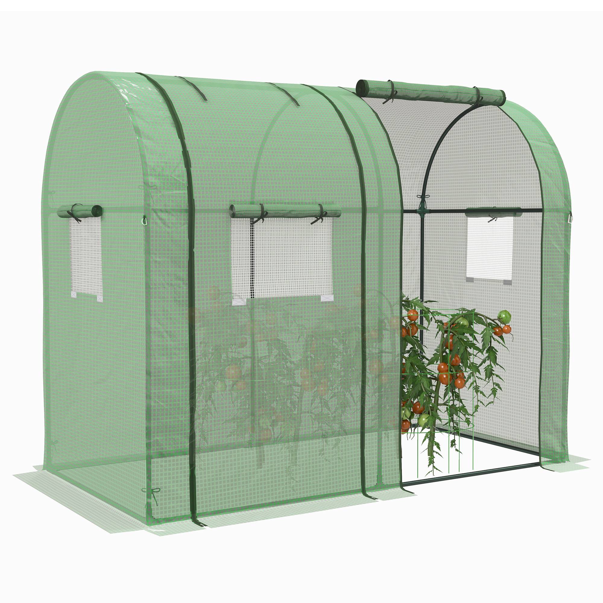 Serre de jardin 1,8 m² dim. 1,85L x 0,9l x 1,5H m 2 Portes zippées déroulantes 4 fenêtres enroulables Acier PE Vert - Image 1