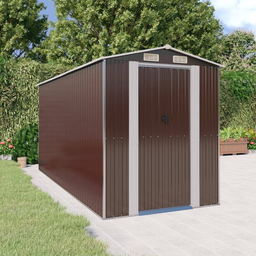 Vidaxl - Abri de jardin Marron foncé 192x440x223 cm Métal galvanisé vidaXL 3147463 - Image 1