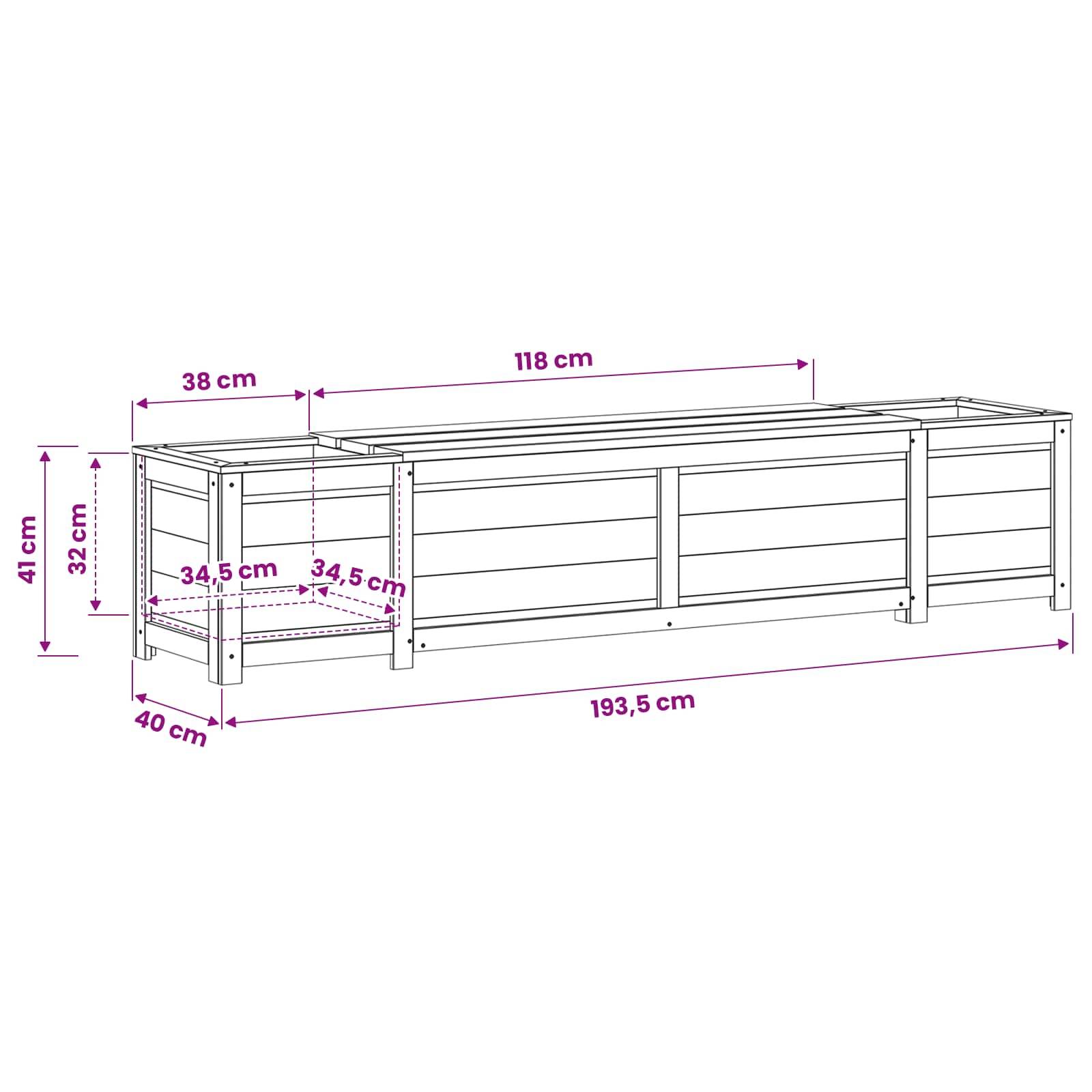 Vidaxl - Banc de jardin avec jardinière Bois de pin imprégné vidaXL 42042676 - Image 3