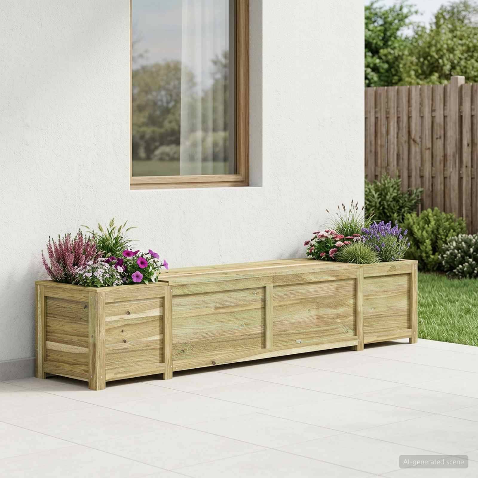 Vidaxl - Banc de jardin avec jardinière Bois de pin imprégné vidaXL 42042676 - Image 1