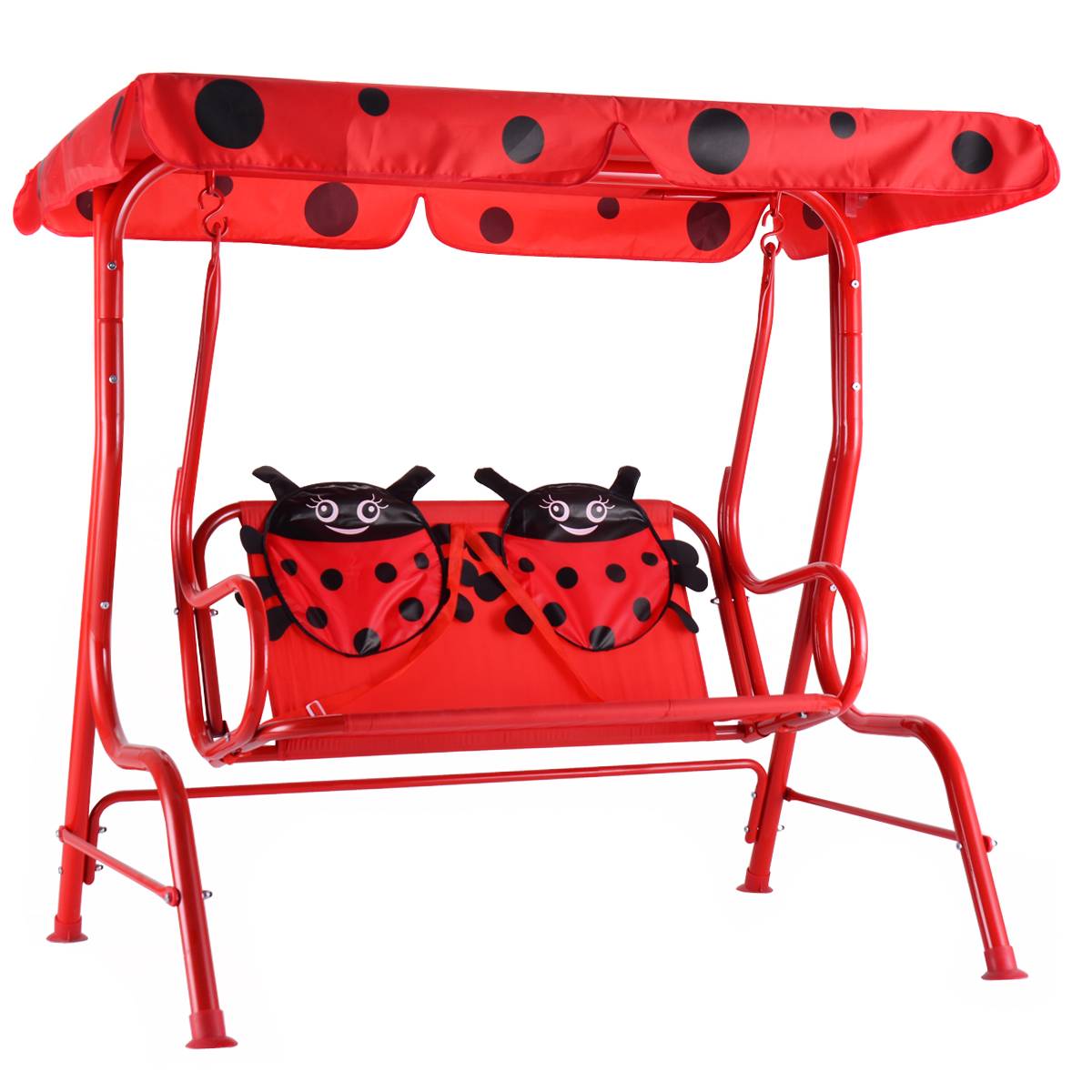 Balancelle de Jardin pour Enfants 2 Places Toit Anti-UV Balançoire Jardin pour Enfants Chaise à Bascule pour Enfants Rouge - Image 3