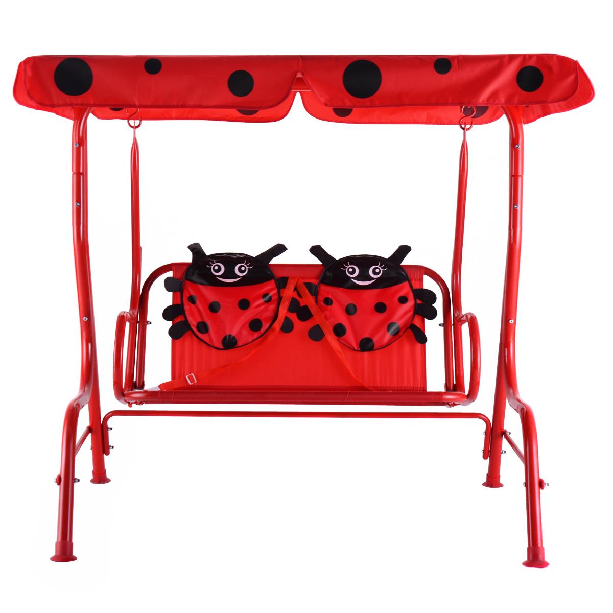 Balancelle de Jardin pour Enfants 2 Places Toit Anti-UV Balançoire Jardin pour Enfants Chaise à Bascule pour Enfants Rouge - Image 2