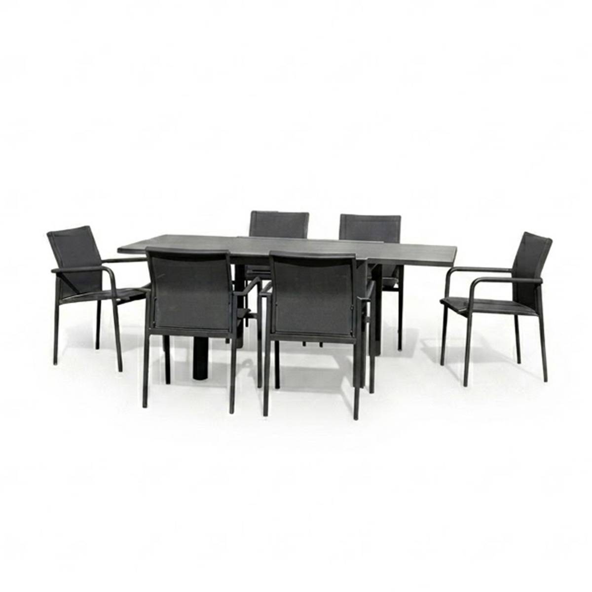 Ensemble 4/8p en full aluminium Gris avec 6 fauteuils MODULO - Image 1
