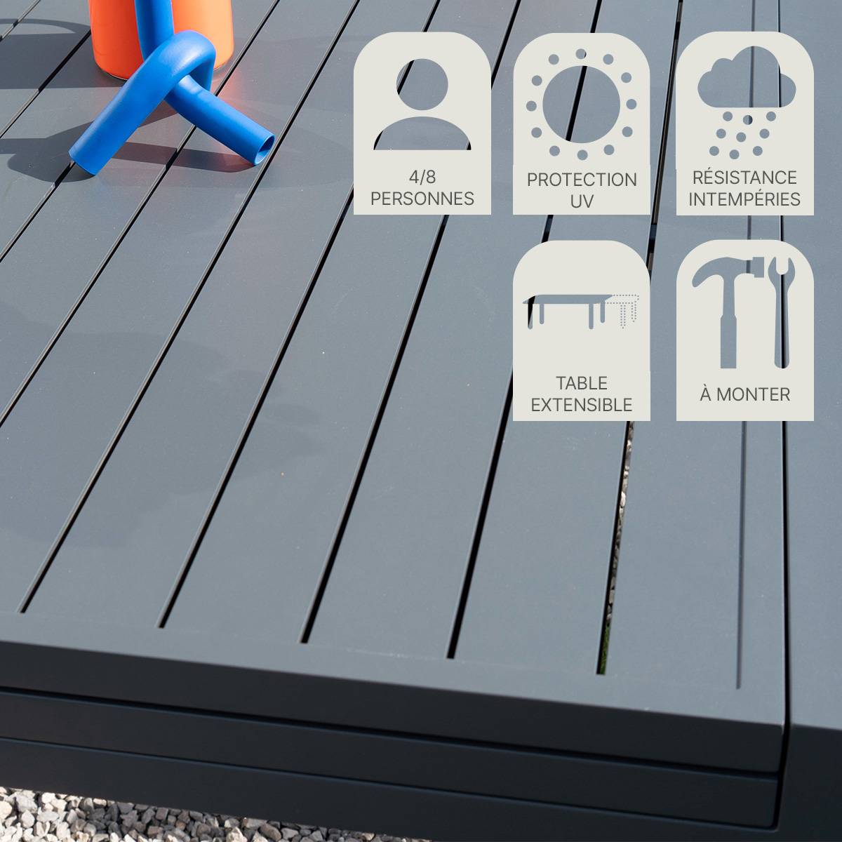 Wilsa Garden - Ensemble de jardin full aluminium gris 4/8P MODULO avec 6 fauteuils - Image 7